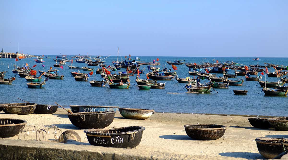 Man Thai vissersdorp bij Da Nang