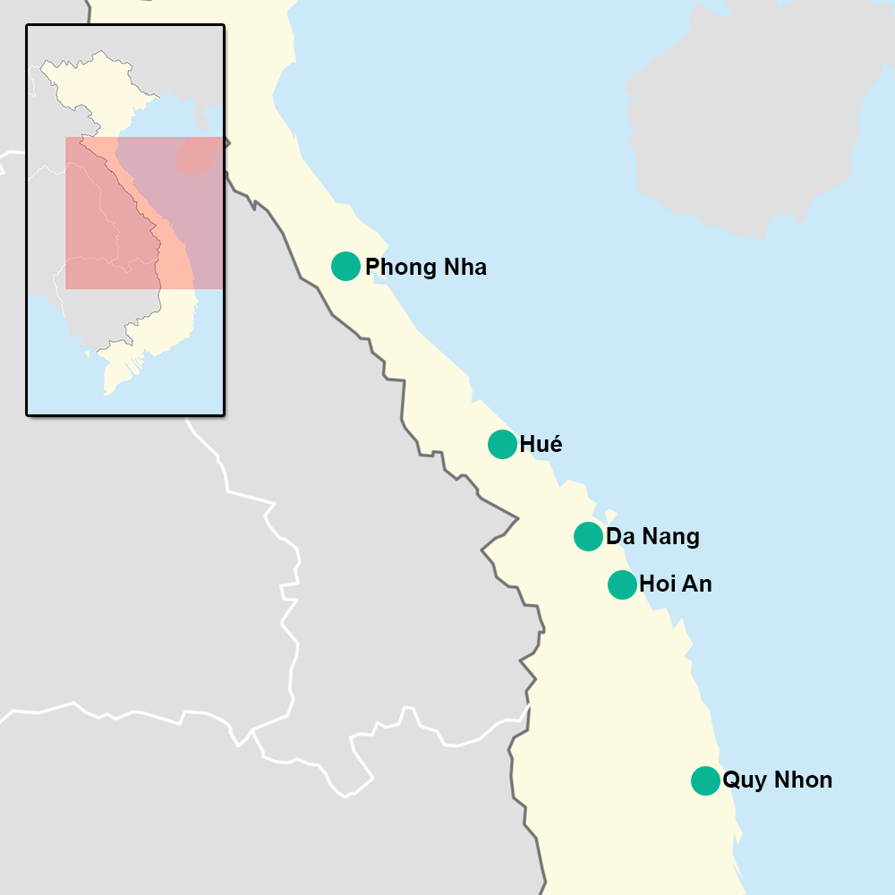 kaart Centraal Vietnam