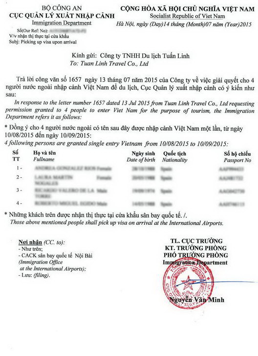 visum autorisatiebrief Vietnam